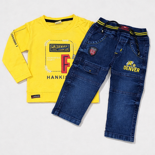 Boys Jeans With Yellow T-Shirt