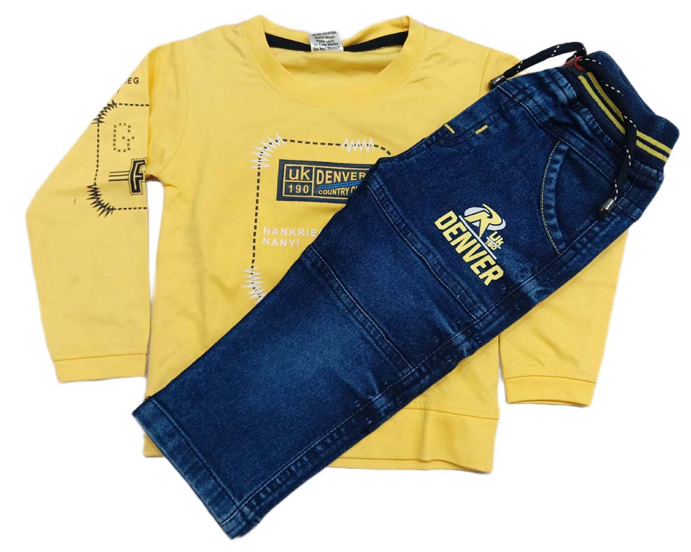 Boys Jeans With Yellow T-Shirt