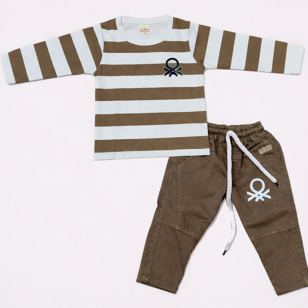 Boys Full sleeves Stripped T-Shirt with Full Pant