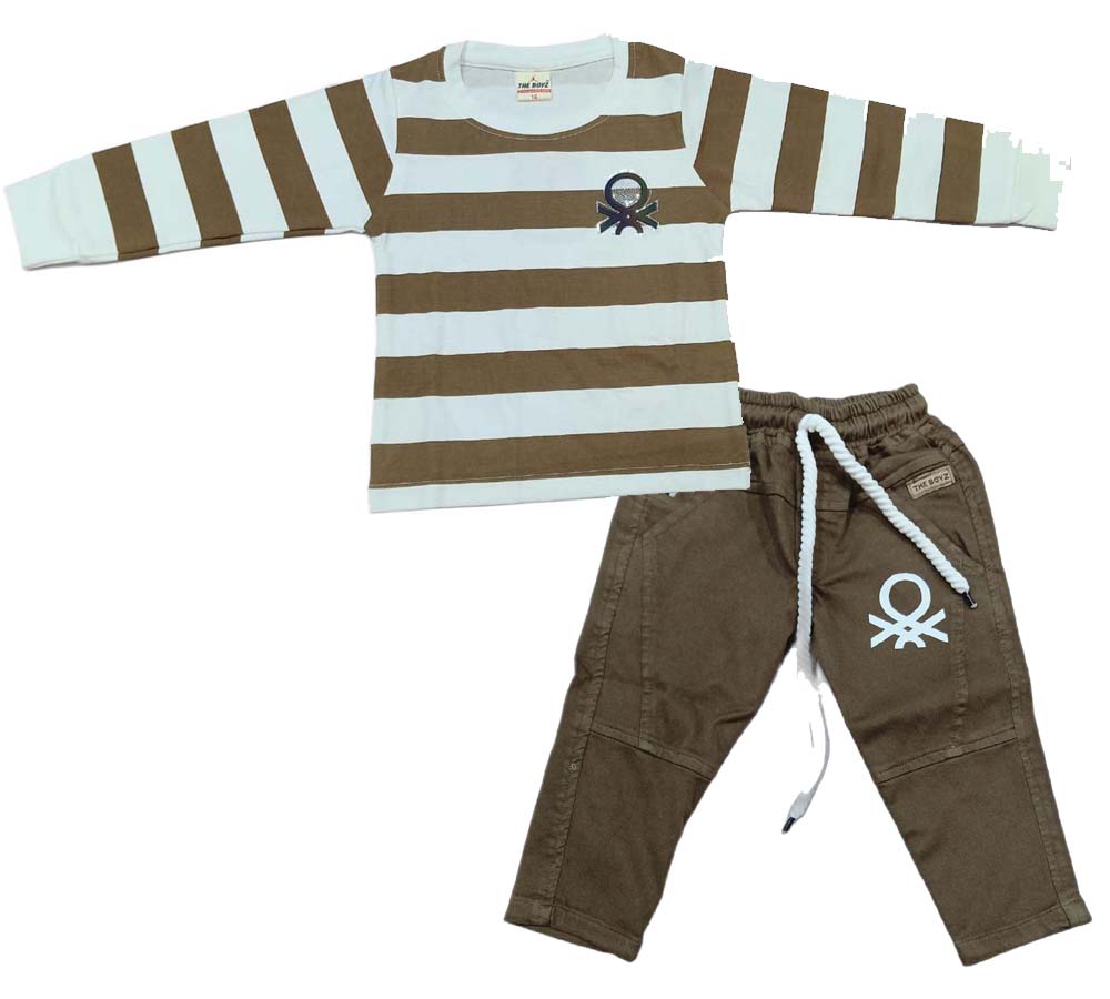 Boys Full sleeves Stripped T-Shirt with Full Pant