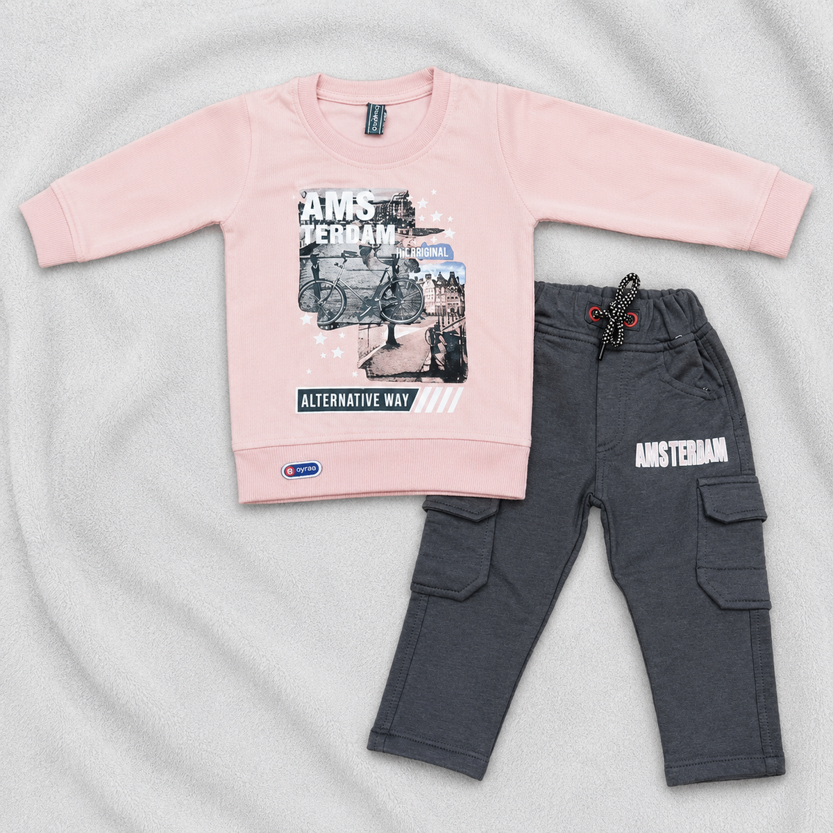 Boys Full sleeves Printed Pink T-Shirt with Pant