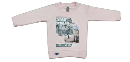 Boys Full sleeves Printed Pink T-Shirt with Pant