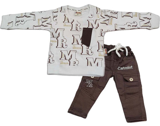 Boys Full sleeves Typography Printed T-Shirt with Pant