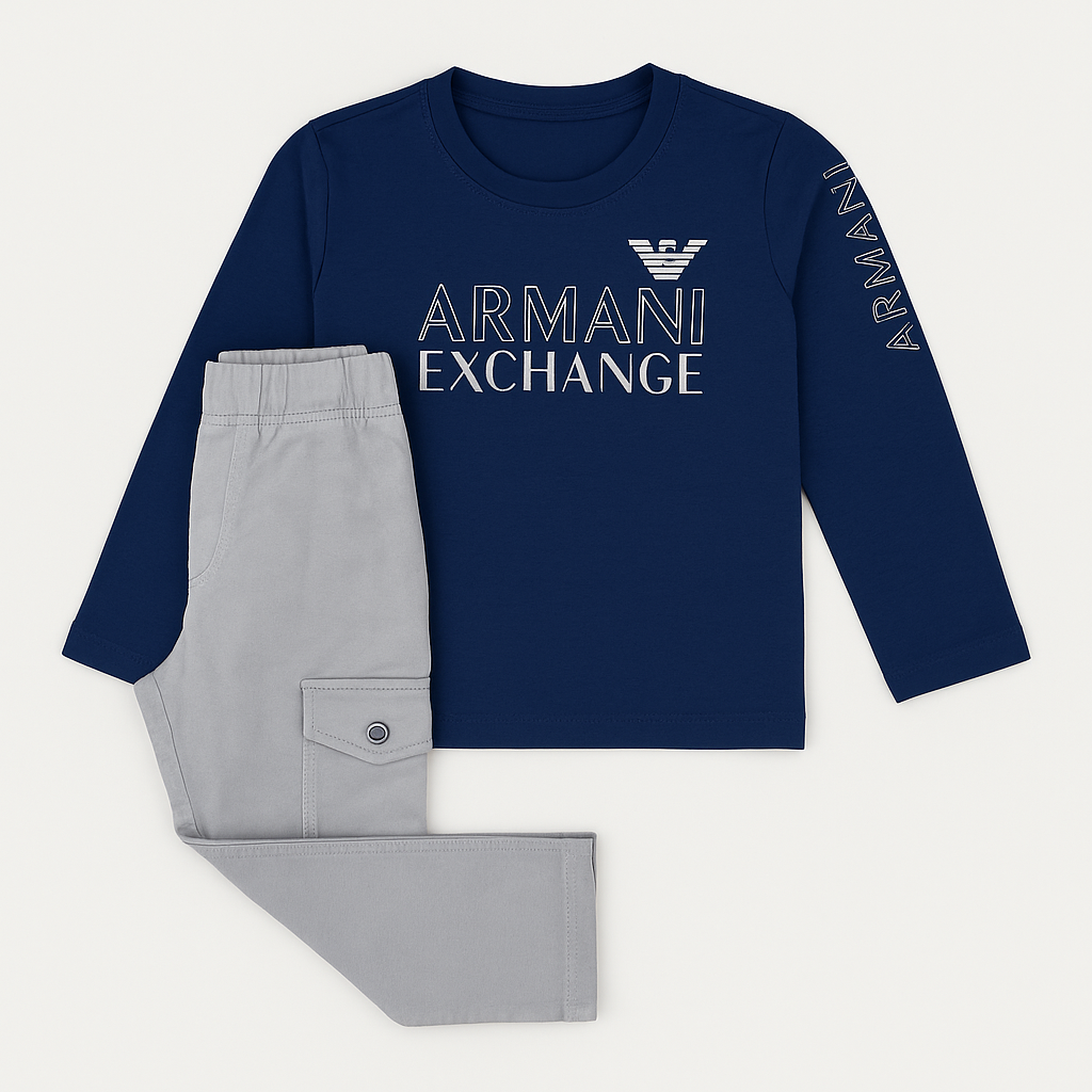 Boys Full sleeves T-Shirt with Full Pant - Blue
