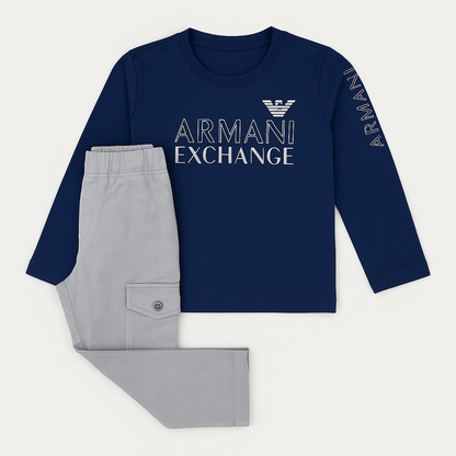 Boys Full sleeves T-Shirt with Full Pant - Blue