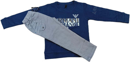 Boys Full sleeves T-Shirt with Full Pant - Blue
