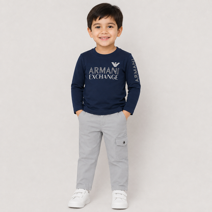 Boys Full sleeves T-Shirt with Full Pant - Blue