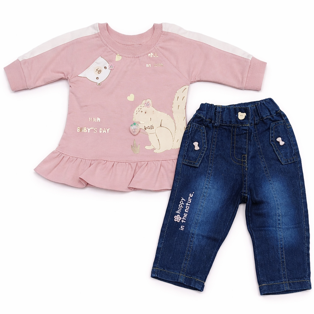 Baby Day Baby Girl Fancy Top with Jeans - Cutypi