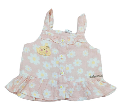 Cute Stylish Baby Girl Shoulder Strip Top and Shorts Set