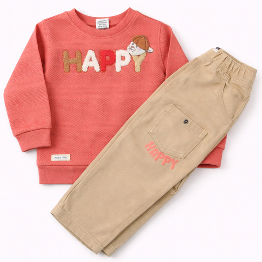 Boys Outfit Set – Full Sleeves T-Shirt & Thick Cargo Pants
