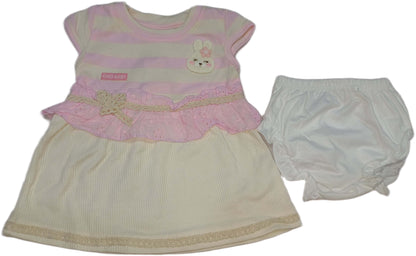 Kiko Baby Girl Sleeveless Party Frock Pink and white