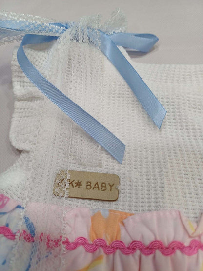 Baby Girl Sleeveless Party Frock Pink and white