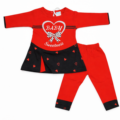 Cutypi Baby Girl Red Frock with pyazama - Cutypi