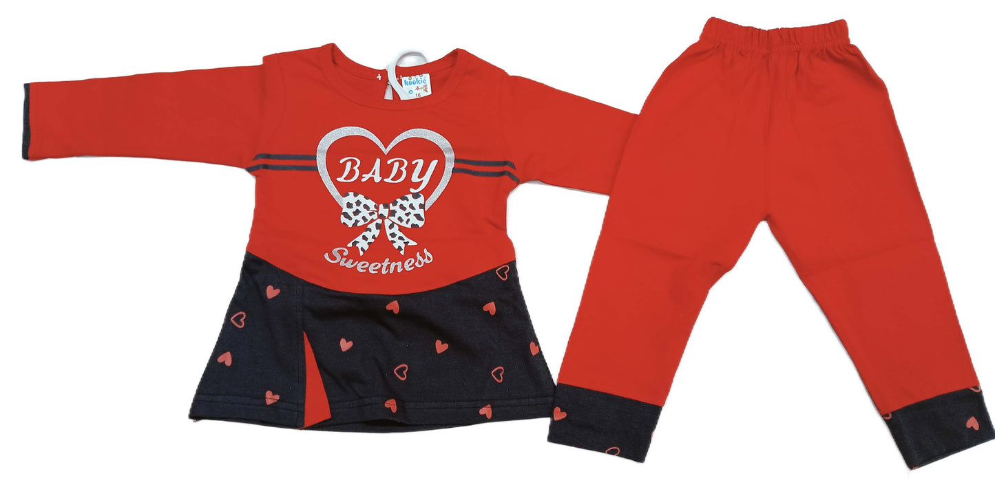 Baby Girl Red Frock with pyazama