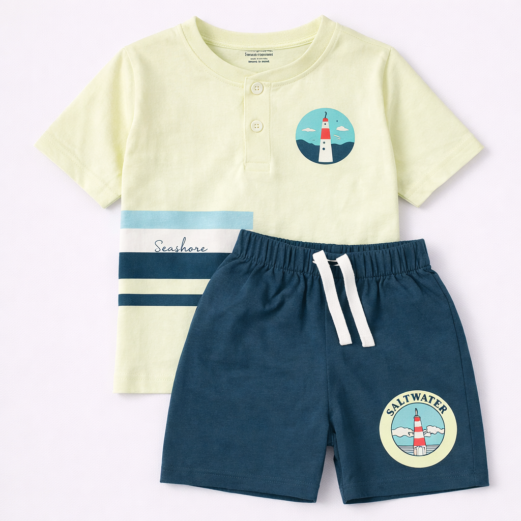 Cucumber Surfing Paradise Kids Summer Set – T-Shirt & Shorts  - Cutypi