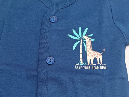 Cucumber New Born Baby Front Open Printed Top -Blue