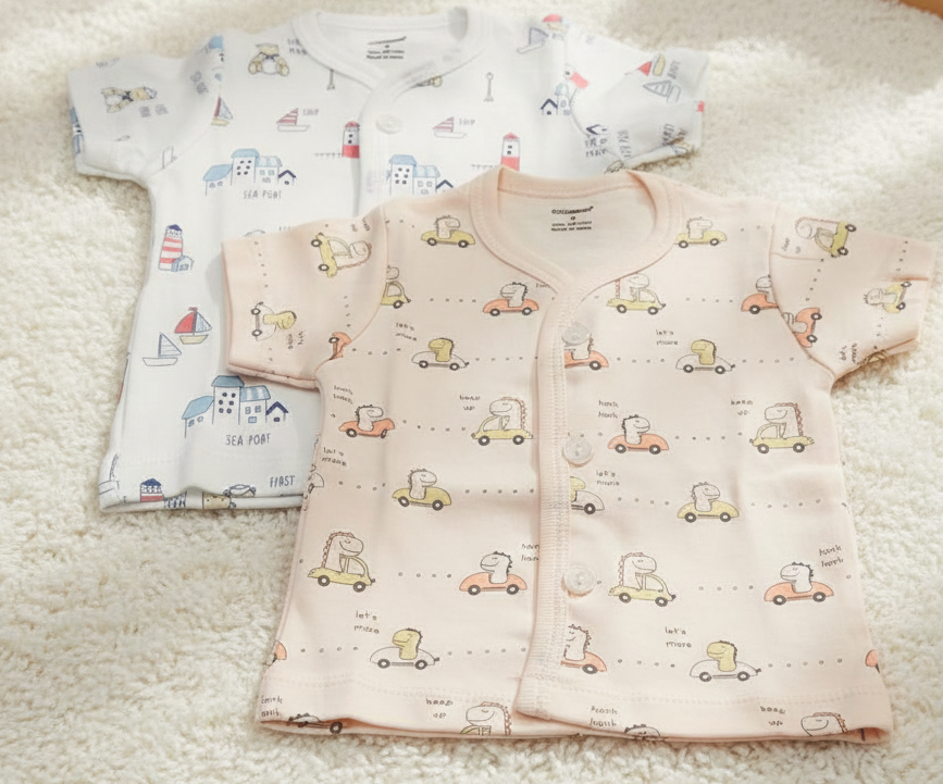 Cucumber Cucumber New Born Baby Front Open Top - set of 2 - Cutypi