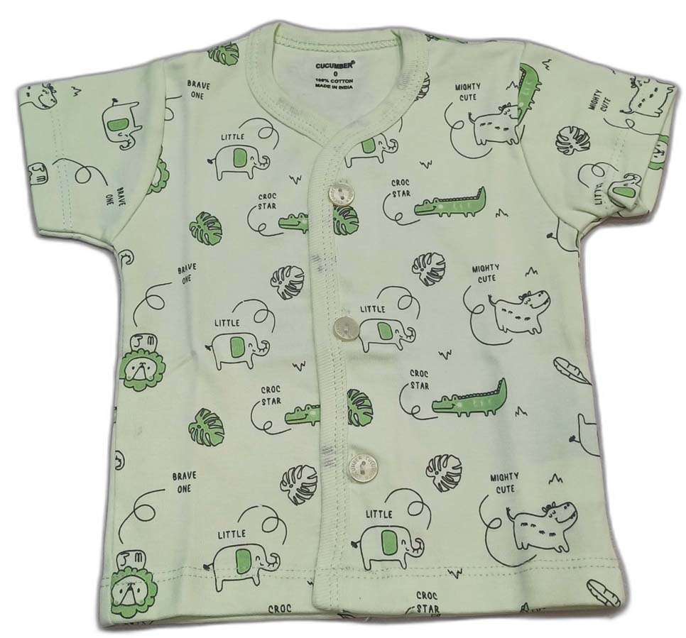 Cucumber New Born Baby Front Open Top - Green