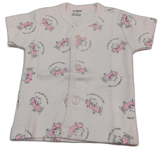 Cucumber New Born Baby Front Open Top - Pink