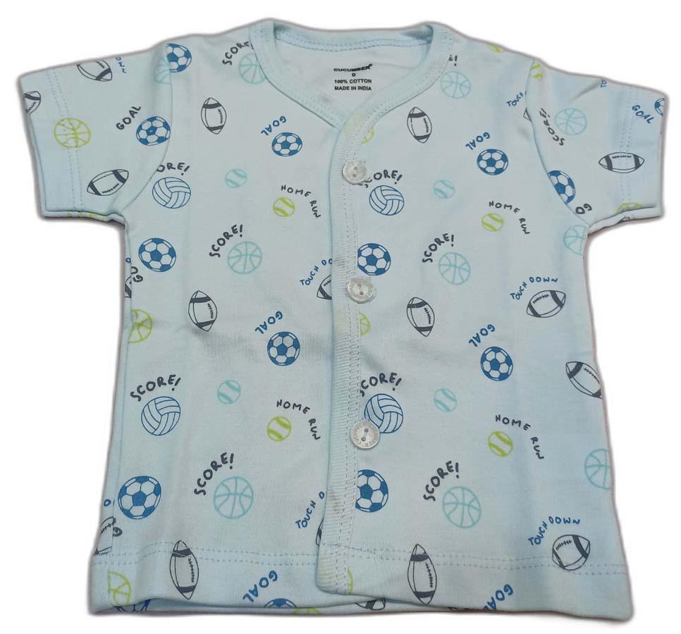 Cucumber New Born Baby Front Open Top - Sky Blue