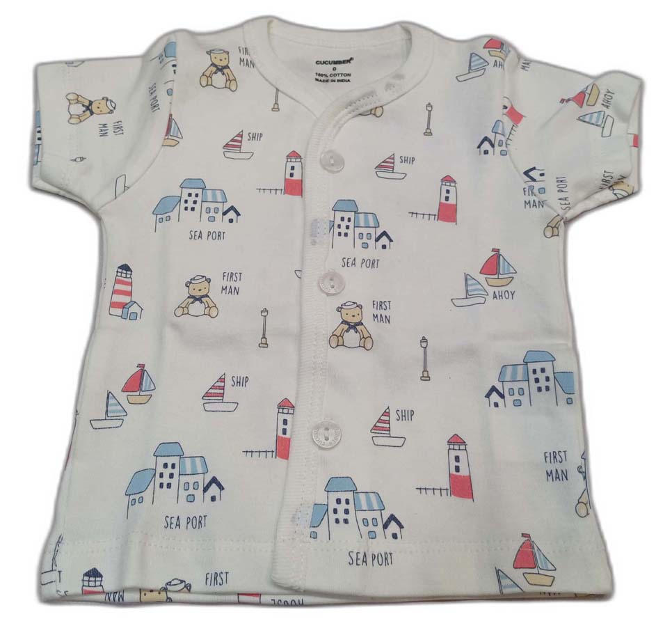 Cucumber New Born Baby Front Open Top - Off White