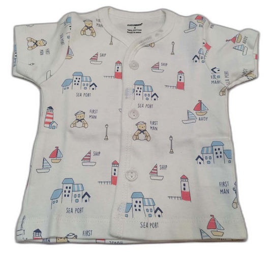 Cucumber New Born Baby Front Open Top - Off White