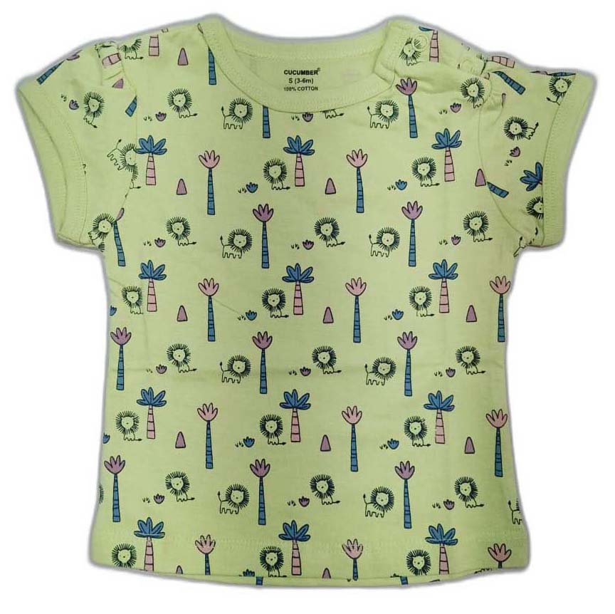 Cucumber Girls Cotton Half Sleeve Top with Short - Green