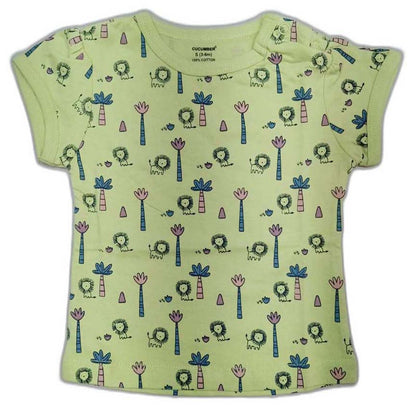 Cucumber Girls Cotton Half Sleeve Top with Short - Green