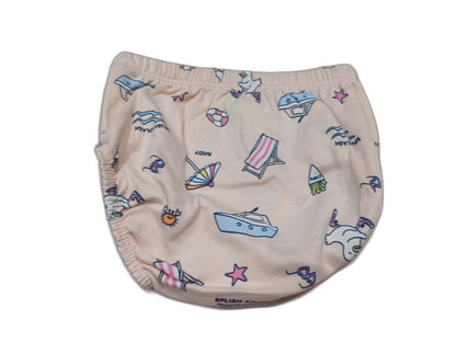 CUCUMBER Interlock Knit Half Sleeves Front Open Frock with panty - Cream