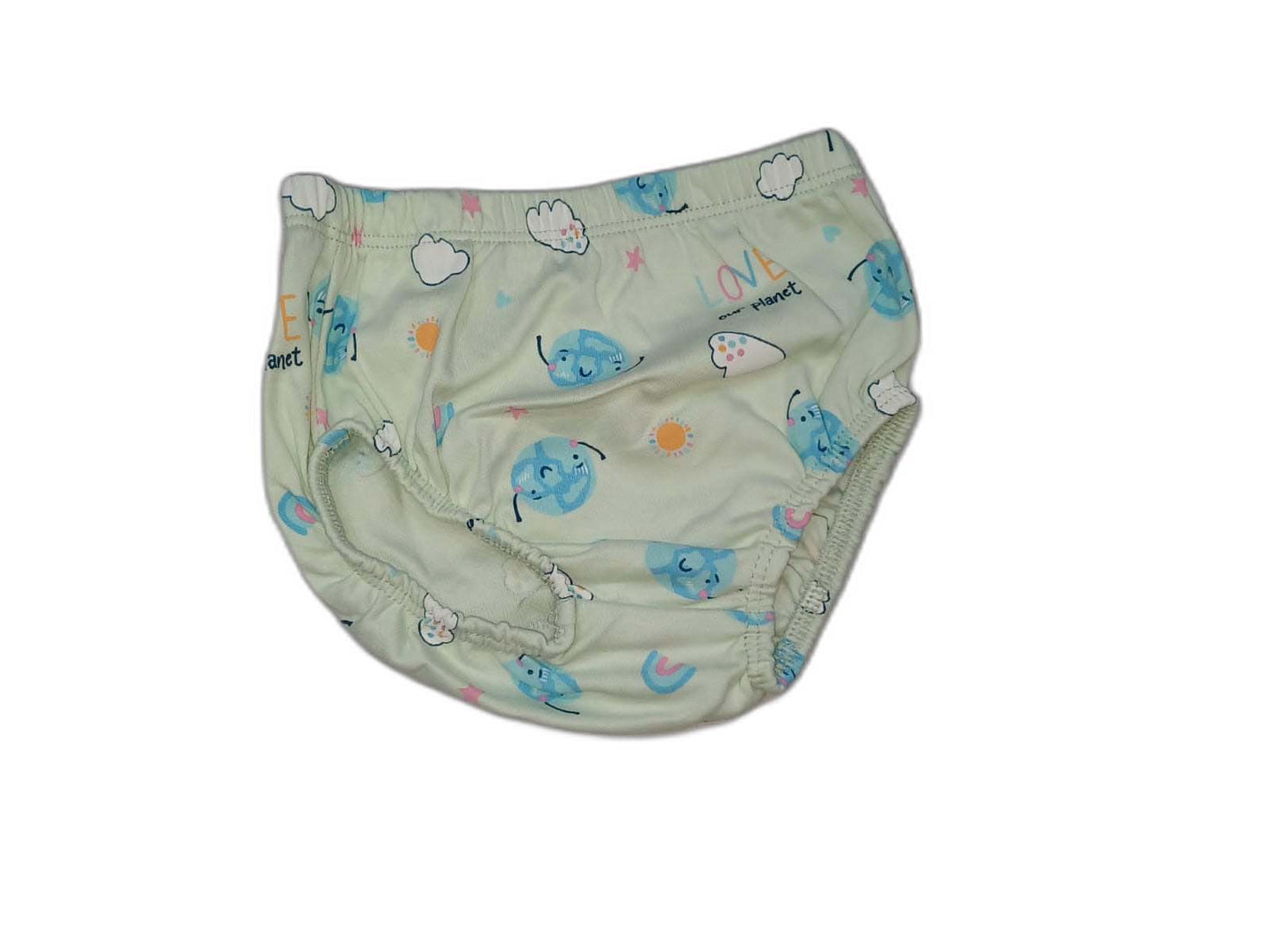 CUCUMBER Interlock Knit Half Sleeves Front Open Frock with panty - Green