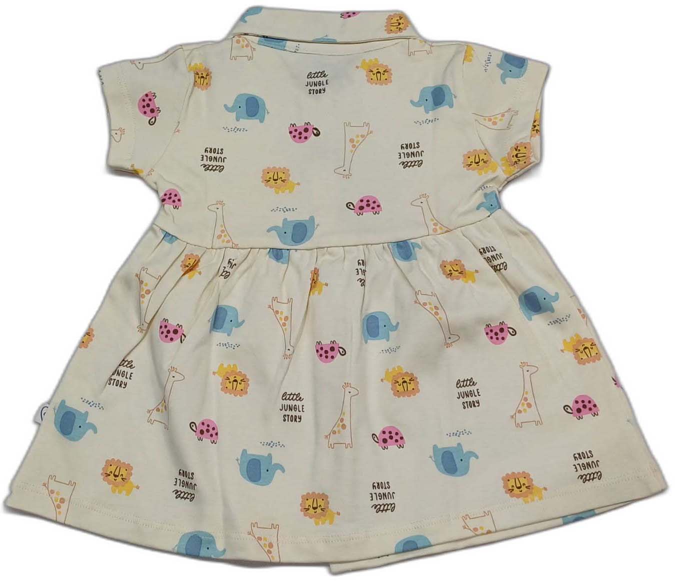 CUCUMBER Interlock Knit Half Sleeves Front Open Frock with panty- Light Cream