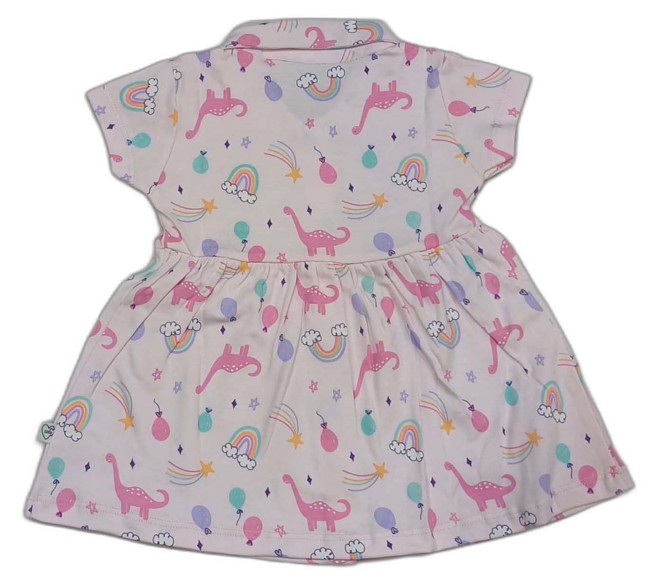 CUCUMBER Interlock Knit Half Sleeves Front Open Frock with panty- Pink