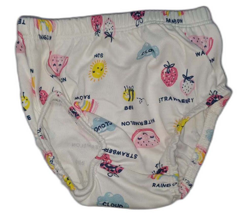 CUCUMBER Interlock Knit Half Sleeves Front Open Frock with panty- white