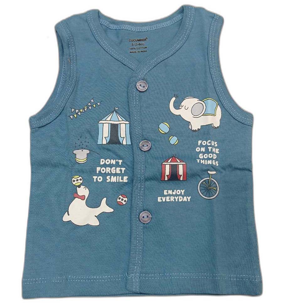 Newborn Jhabla Cotton Cute Printed T Shirt with short - Blue