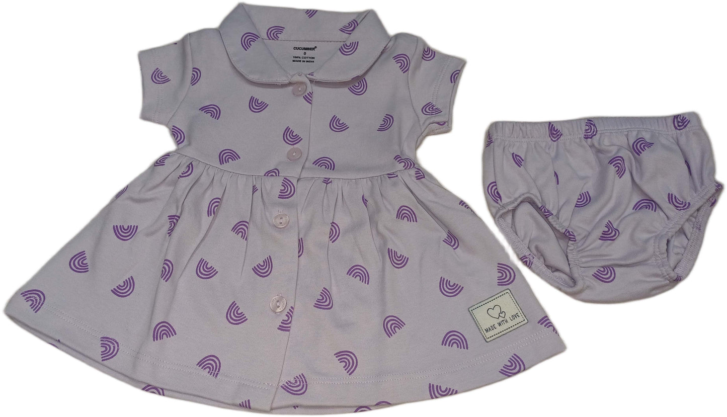 Cucumber Girls Cotton Half Sleeve Frock Purple