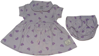 Cucumber Girls Cotton Half Sleeve Frock Purple
