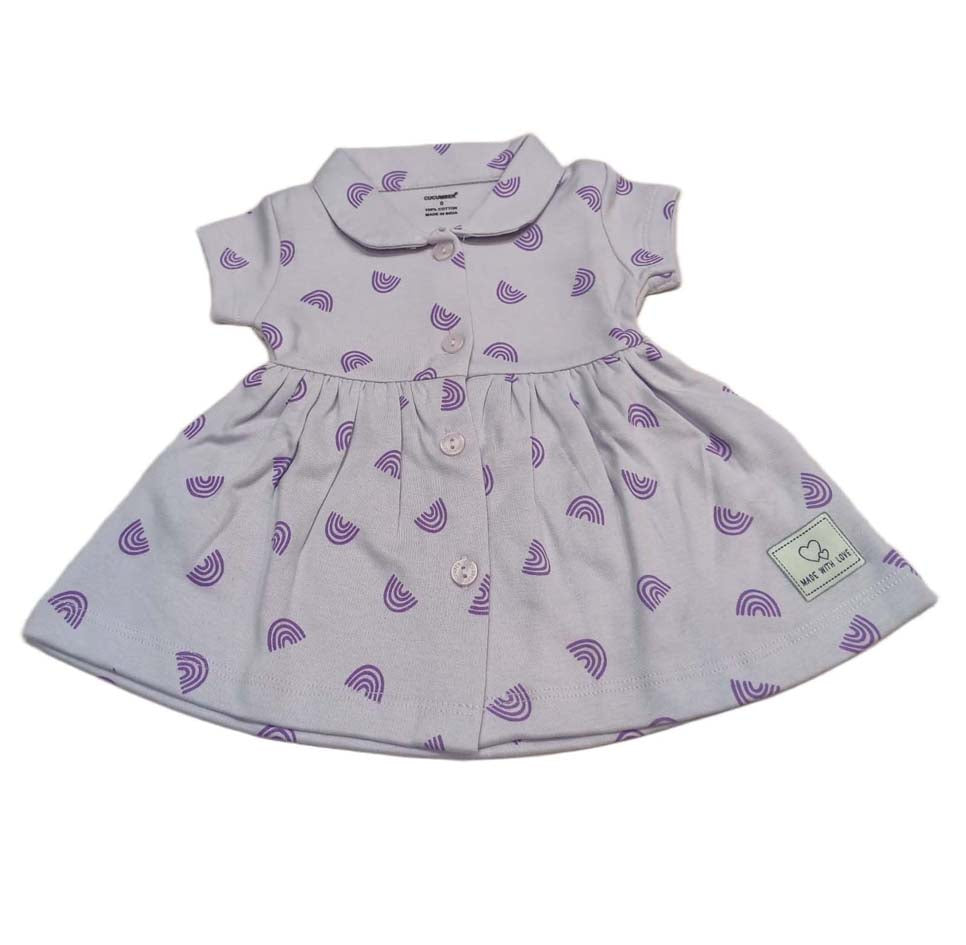 Cucumber Girls Cotton Half Sleeve Frock Purple