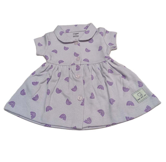 Cucumber Girls Cotton Half Sleeve Frock Purple