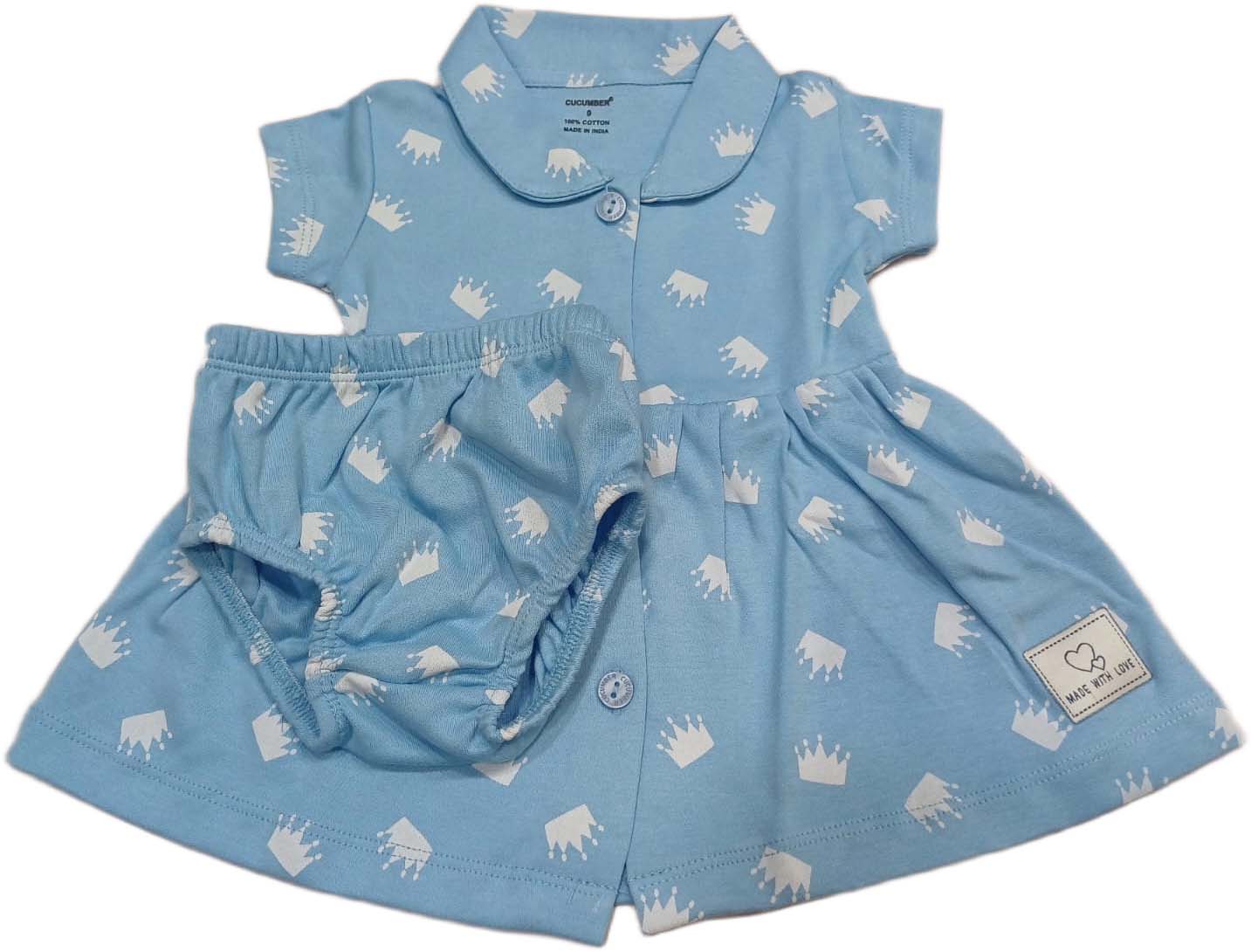 Cucumber Girls Cotton Half Sleeve Frock Purple