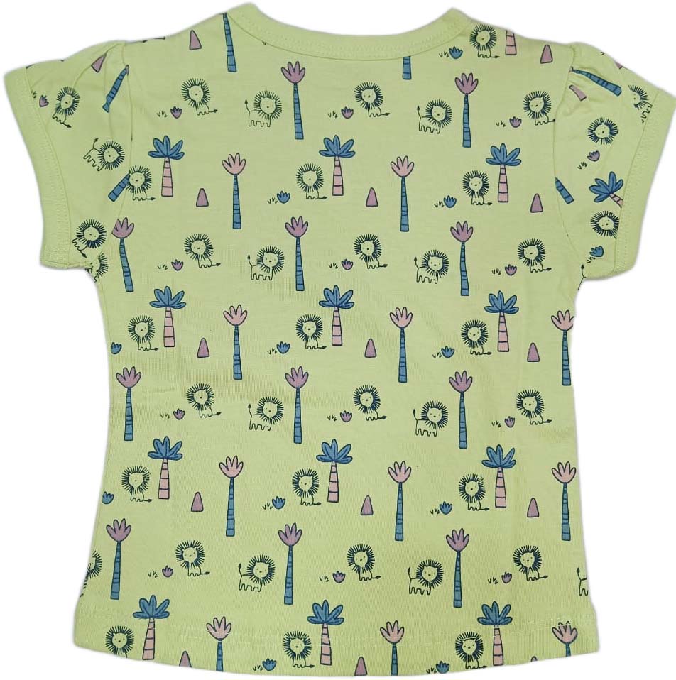 Cucumber Baby Girl Printed Half Sleeves Top with Short - Green