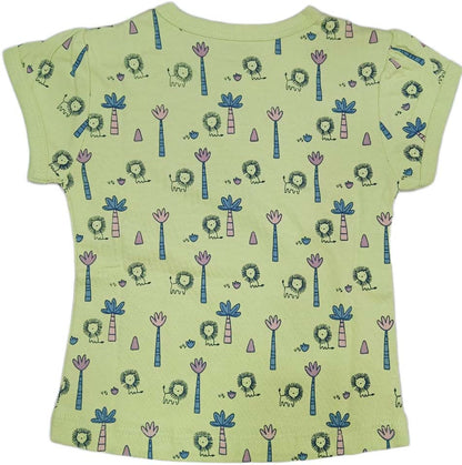 Cucumber Baby Girl Printed Half Sleeves Top with Short - Green