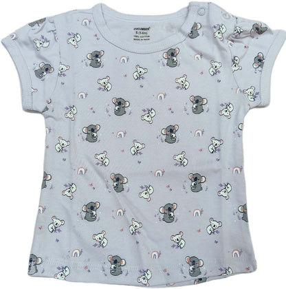 Cucumber Baby Girl Printed Half Sleeves Top with Short - Purple