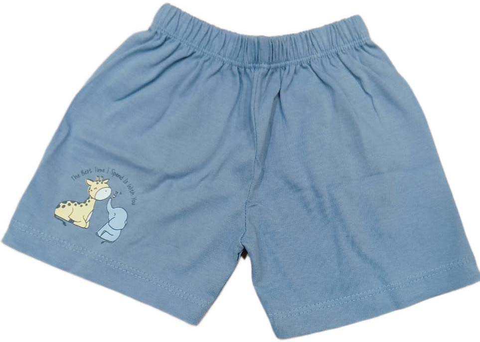 Baby boys Half Sleeve Front Open Printed T Shirt With Short - Blue
