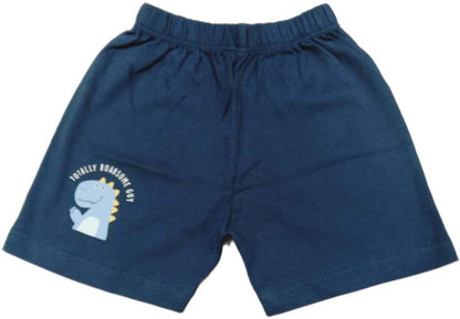 Baby boys Half Sleeve Front Open Printed T Shirt With Short - white