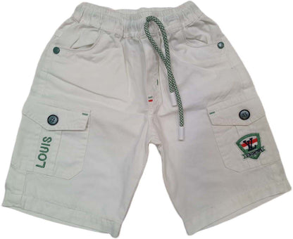 Boys' Striped Polo T-Shirt – Green & White – Short Sleeves with Short