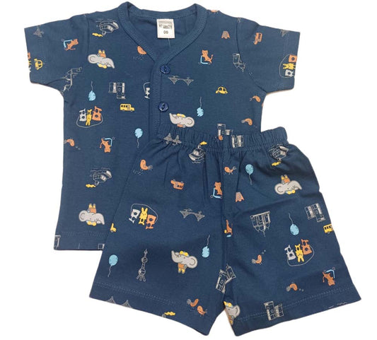 New Born Baby Front Open Suit - Navy Blue