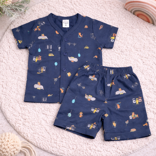 New Born Baby Front Open Suit - Navy Blue