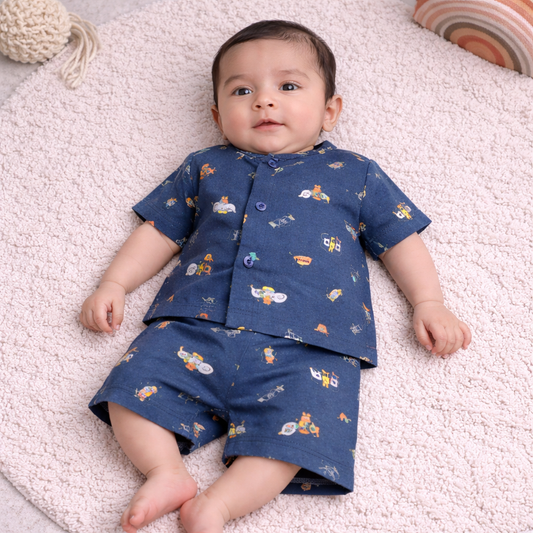 New Born Baby Front Open Suit - Navy Blue