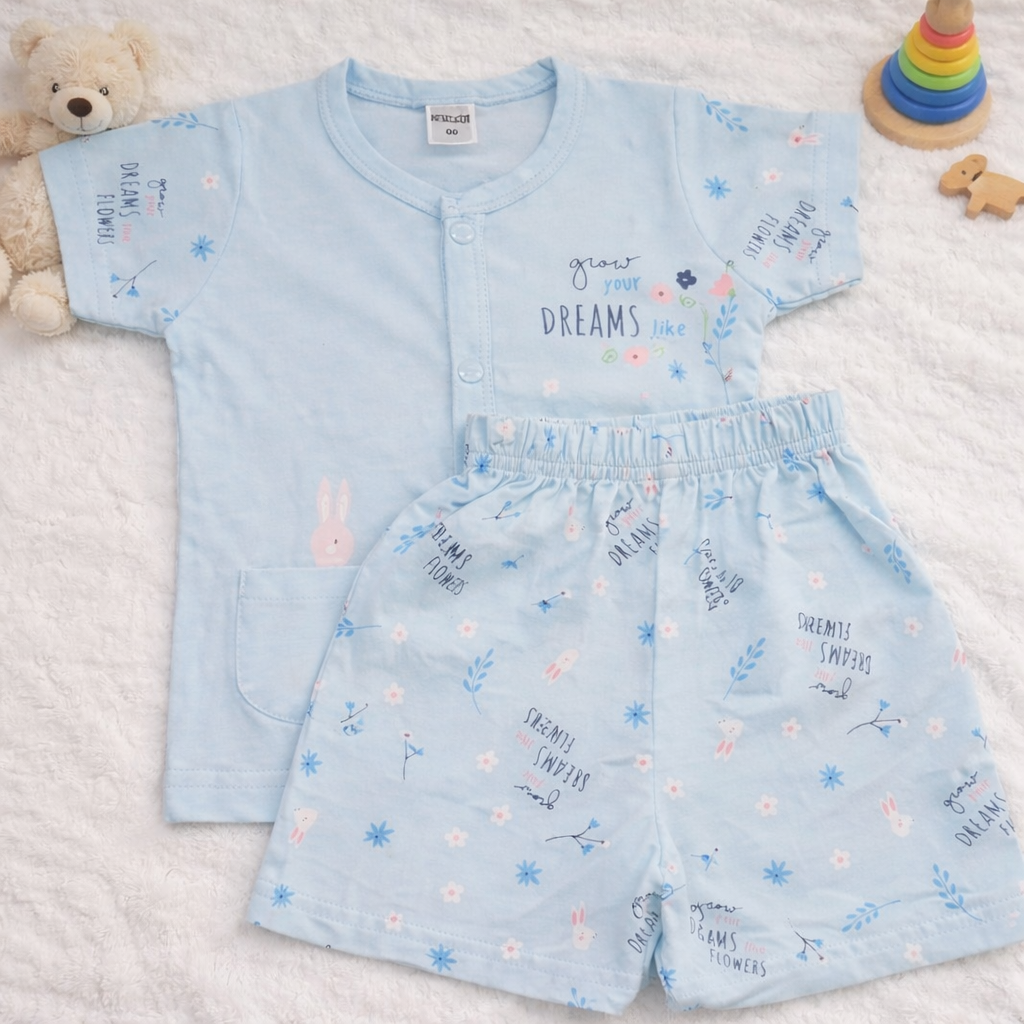 Krunchy Krunchy New Born Baby Front Open Suit - Sky Blue - Cutypi