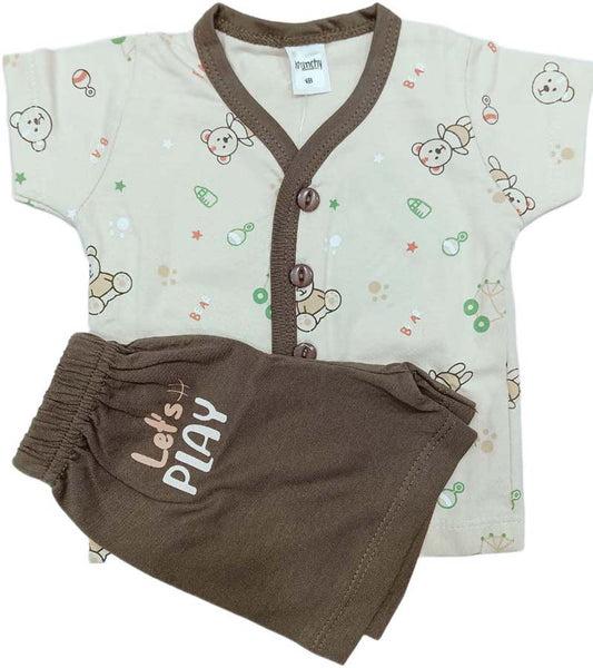 Newborn Printed Front open top with short